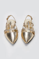 Stephan - Pointed Slingback Ballet Flats Strap - Gold Metallic