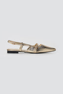 Stephan - Pointed Slingback Ballet Flats Strap - Gold Metallic
