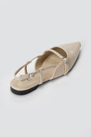 Stephan - Pointed Slingback Ballet Flats Strap - Off White