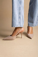 BOTEGGA 22 - Pointed Slingback Pumps Slim Heel - Beige Suede