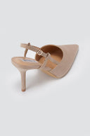 BOTEGGA 22 - Pointed Slingback Pumps Slim Heel - Beige Suede