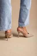 BOTEGGA 22 - Pointed Slingback Pumps Slim Heel - Beige Suede