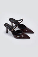 Pointed Strap Mules TFP - Brown Patent - thefashionproject.gr - TFP