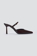 Pointed Strap Mules TFP - Brown Patent - thefashionproject.gr - TFP
