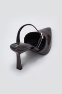 Pointed Strap Mules TFP - Brown Patent - thefashionproject.gr - TFP