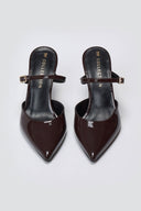 Pointed Strap Mules TFP - Brown Patent - thefashionproject.gr - TFP