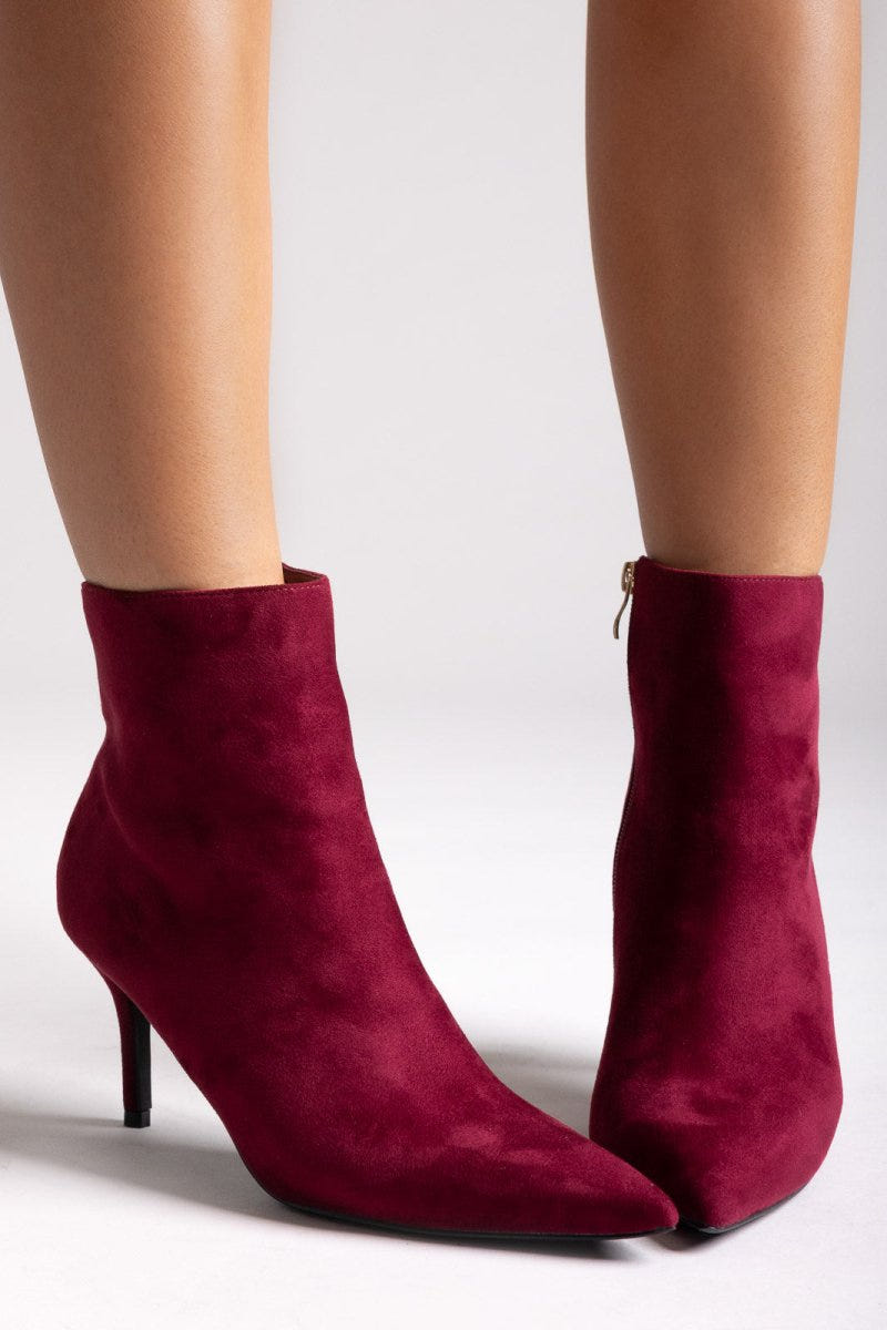 Pointed Suede Ankle Boots - Burgundy Suede - thefashionproject.gr - BOTEGGA 22