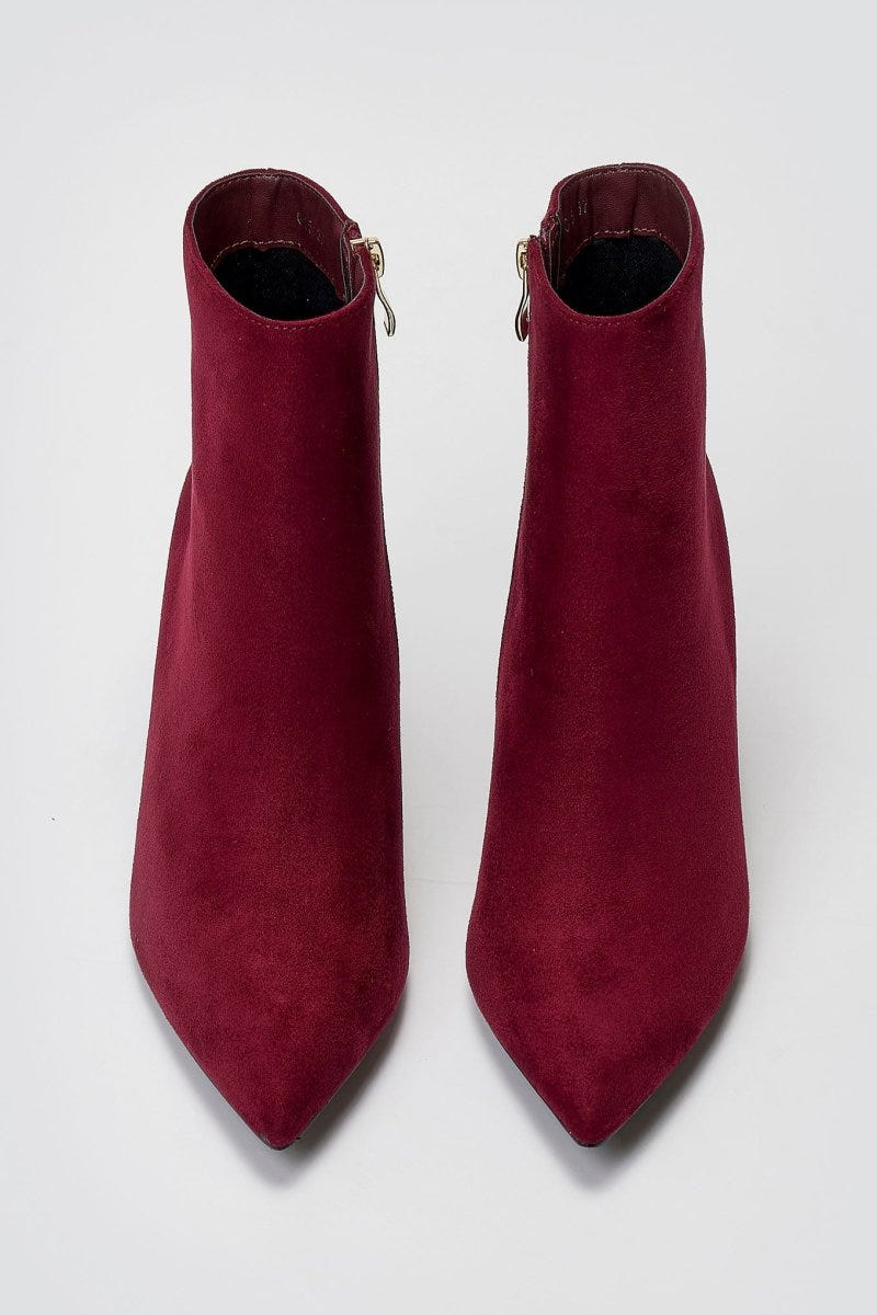 Pointed Suede Ankle Boots - Burgundy Suede - thefashionproject.gr - BOTEGGA 22