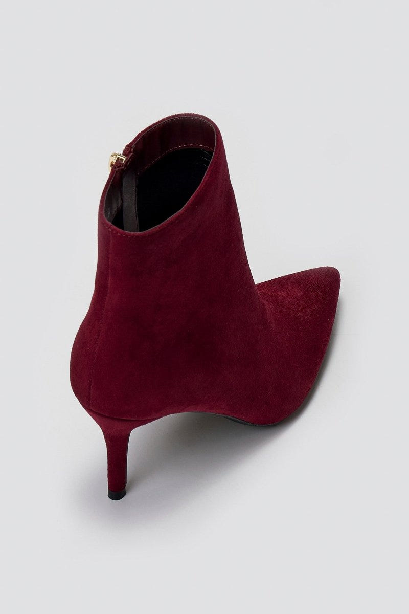 Pointed Suede Ankle Boots - Burgundy Suede - thefashionproject.gr - BOTEGGA 22