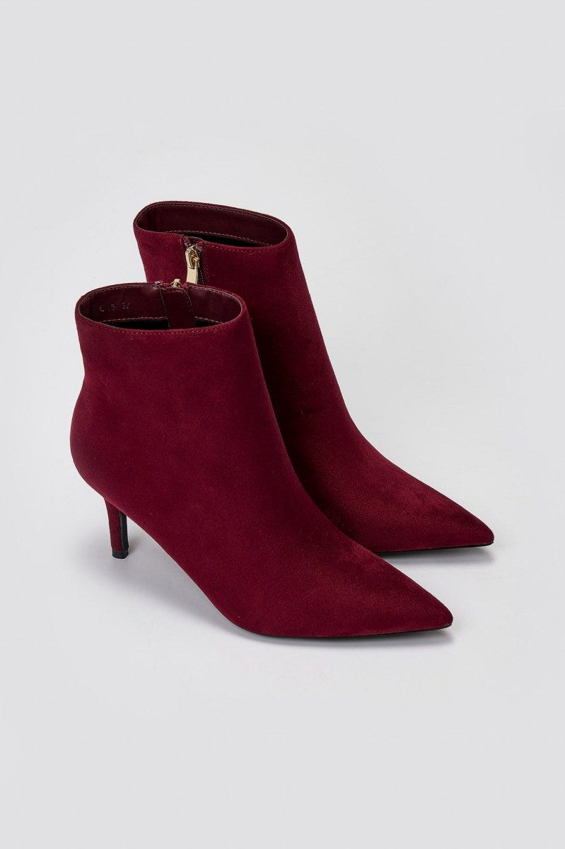 Pointed Suede Ankle Boots - Burgundy Suede - thefashionproject.gr - BOTEGGA 22