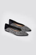 Pointed Suede Ballet Flats with Stones - Black Suede - thefashionproject.gr - ERYNN
