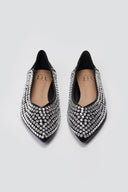 Pointed Suede Ballet Flats with Stones - Black Suede - thefashionproject.gr - ERYNN
