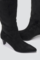 Pointed Suede Boots with Kitten Heel - Black Suede - thefashionproject.gr - Ideal shoes