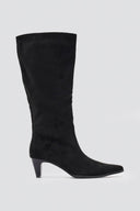 Pointed Suede Boots with Kitten Heel - Black Suede - thefashionproject.gr - Ideal shoes