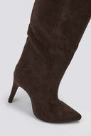 Pointed Suede Boots with Stiletto Heel - Brown Suede - thefashionproject.gr - Ideal shoes