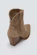 Pointed Suede Cowboy Ankle Boots - Taupe Suede - thefashionproject.gr - MARQUIIZ