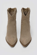 Pointed Suede Cowboy Ankle Boots - Taupe Suede - thefashionproject.gr - MARQUIIZ