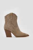 Pointed Suede Cowboy Ankle Boots - Taupe Suede - thefashionproject.gr - MARQUIIZ