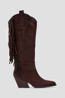 Pointed Suede Cowboy Boots with Fringe - Brown Suede - thefashionproject.gr - ERYNN
