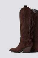 Pointed Suede Cowboy Boots with Fringe - Brown Suede - thefashionproject.gr - ERYNN