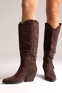 Pointed Suede Cowboy Boots with Fringe - Brown Suede - thefashionproject.gr - ERYNN