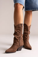 Pointed Suede Cowboy Mid - Calf Boots - Brown Suede - thefashionproject.gr - BOTEGGA 22
