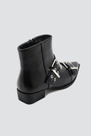 Pointed Toe Ankle Boots Buckle Detail - Black Matte - thefashionproject.gr - Ideal shoes
