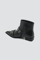 Pointed Toe Ankle Boots Buckle Detail - Black Matte - thefashionproject.gr - Ideal shoes