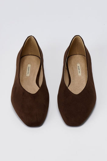 CORINA - Pointed Toe Ballet Flats - Brown Suede