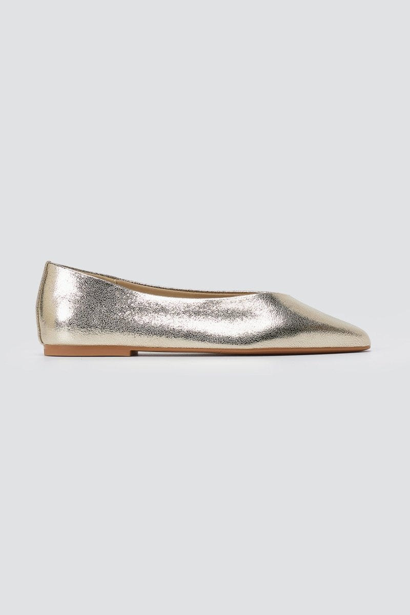 CORINA - Pointed Toe Ballet Flats - Gold