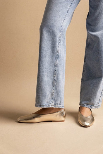 CORINA - Pointed Toe Ballet Flats - Gold