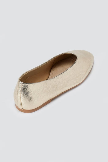 CORINA - Pointed Toe Ballet Flats - Gold