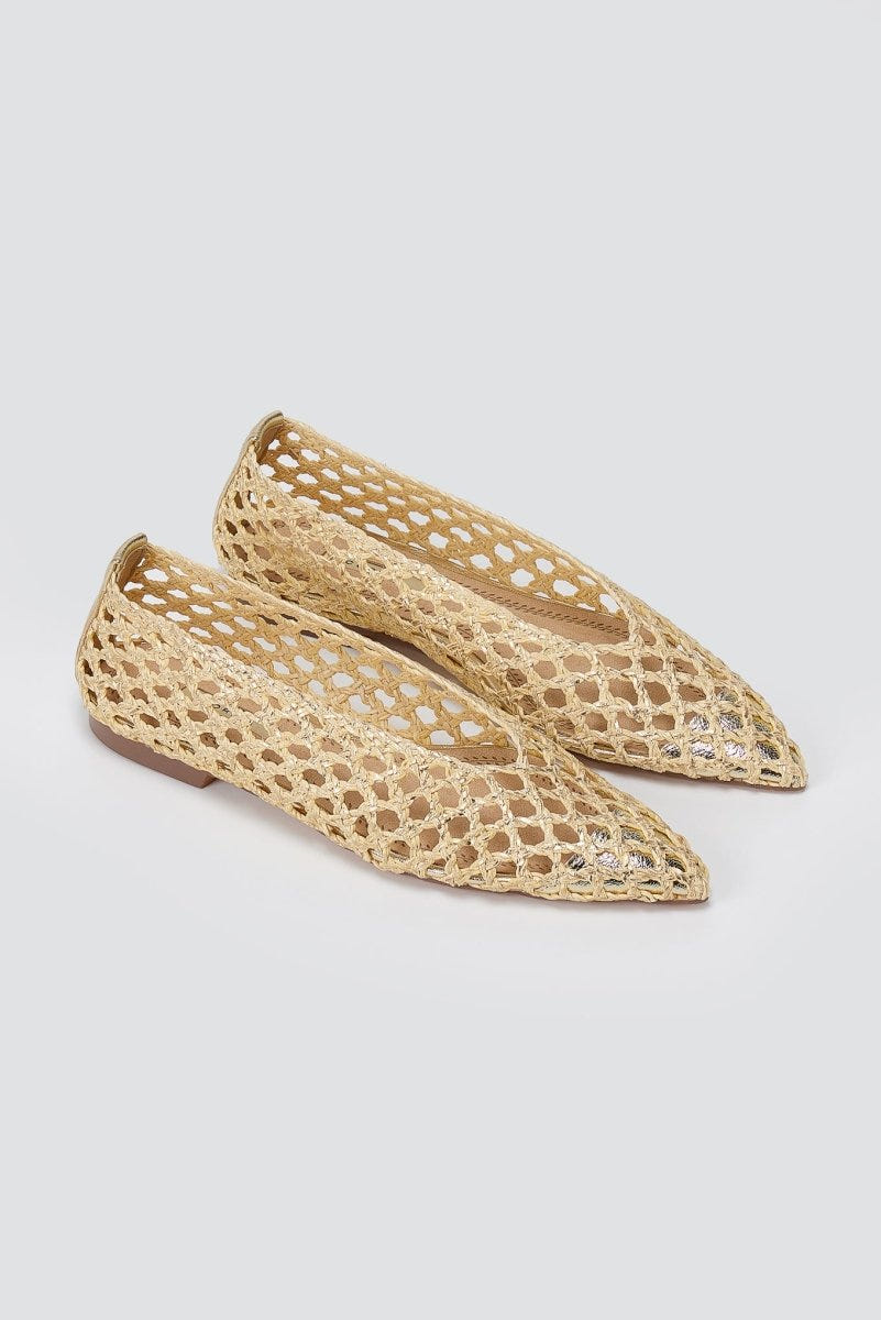 CORINA - Pointed Toe Ballet Flats - Gold