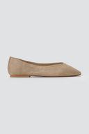 CORINA - Pointed Toe Ballet Flats - Taupe Suede