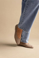CORINA - Pointed Toe Ballet Flats - Taupe Suede