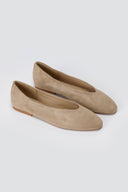 CORINA - Pointed Toe Ballet Flats - Taupe Suede