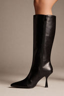 Pointed Toe Heeled Boots - Black Matte - thefashionproject.gr - Ideal shoes