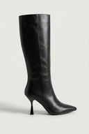 Pointed Toe Heeled Boots - Black Matte - thefashionproject.gr - Ideal shoes