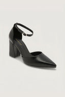 Pointed Toe Pumps Block Heel - Black Matte - thefashionproject.gr - Ideal shoes
