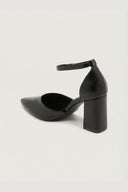 Pointed Toe Pumps Block Heel - Black Matte - thefashionproject.gr - Ideal shoes