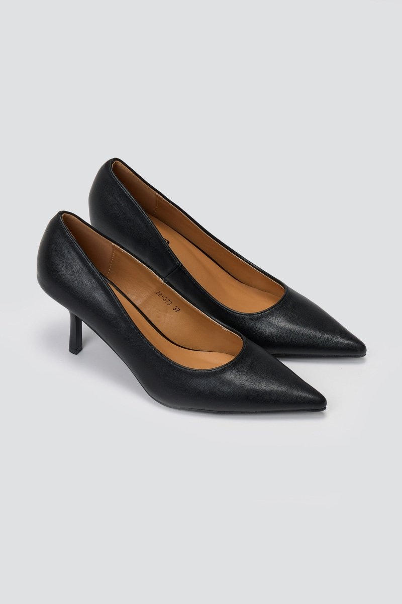 Pointed Toe Pumps Stiletto Heel - Black Matte - thefashionproject.gr - Stephan