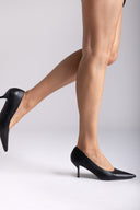 Pointed Toe Pumps Stiletto Heel - Black Matte - thefashionproject.gr - Stephan