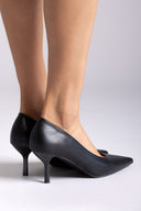 Pointed Toe Pumps Stiletto Heel - Black Matte - thefashionproject.gr - Stephan