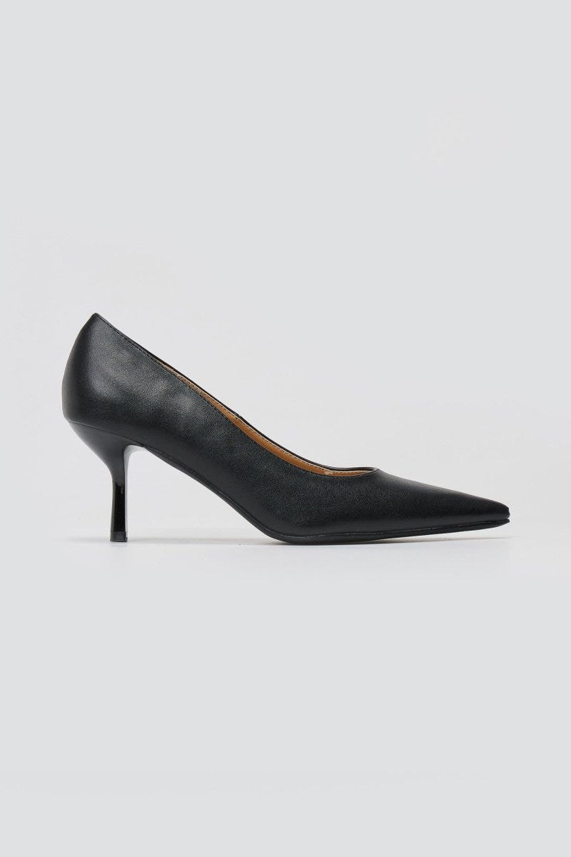 Pointed Toe Pumps Stiletto Heel - Black Matte - thefashionproject.gr - Stephan