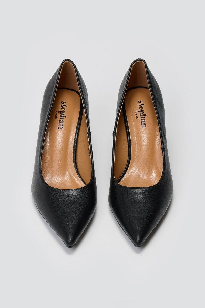 Pointed Toe Pumps Stiletto Heel - Black Matte - thefashionproject.gr - Stephan