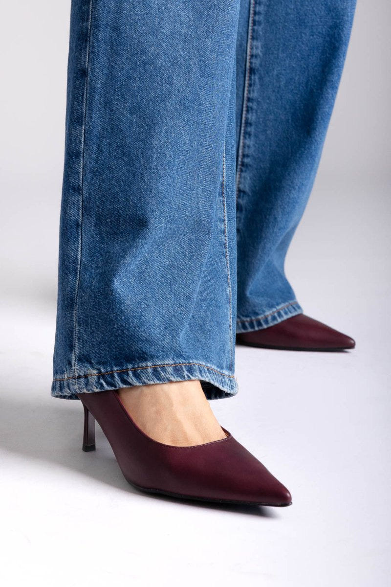 Pointed Toe Pumps Stiletto Heel - Bordeaux Matte - thefashionproject.gr - Stephan
