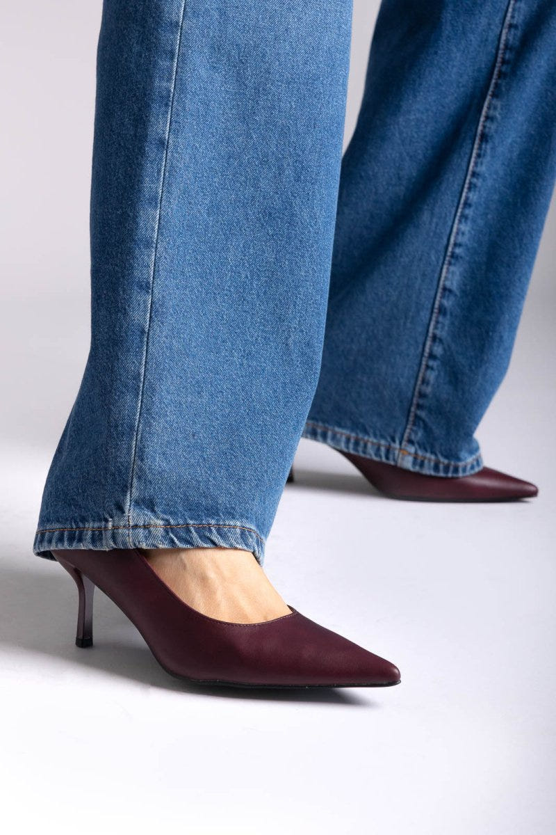 Pointed Toe Pumps Stiletto Heel - Bordeaux Matte - thefashionproject.gr - Stephan