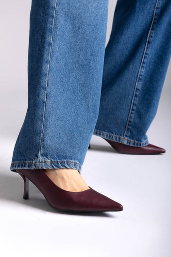 Pointed Toe Pumps Stiletto Heel - Bordeaux Matte - thefashionproject.gr - Stephan