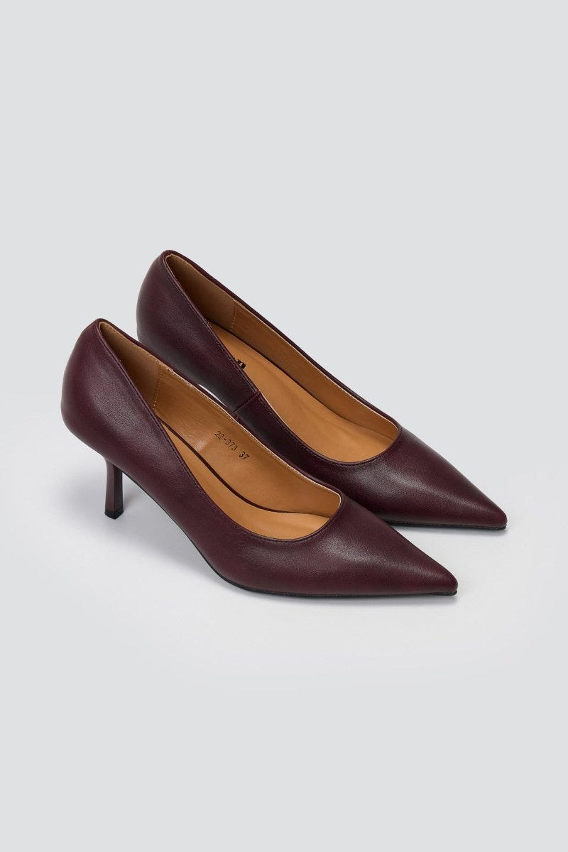 Pointed Toe Pumps Stiletto Heel - Bordeaux Matte - thefashionproject.gr - Stephan