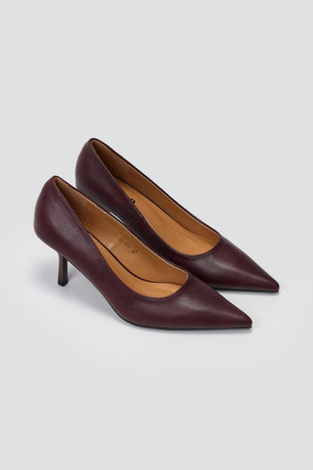 Pointed Toe Pumps Stiletto Heel - Bordeaux Matte - thefashionproject.gr - Stephan